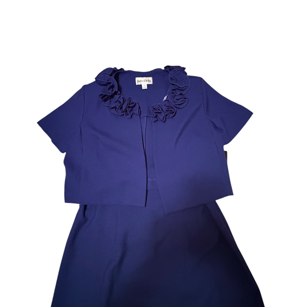 Danny & Nicole NWT Royal Blue Dress Ruffle Jacket 2 Piece Set Size 14
